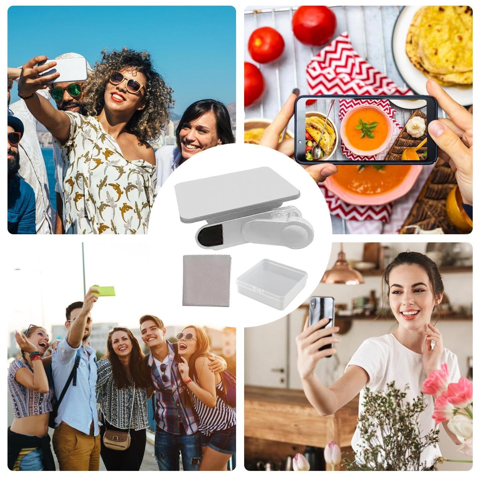 Spiegellinsen Telefon | Kamera -Reflexionsclip - Smartphone -Zubehör -Kit | Handy -Anhang Travel Camping Klettern Selfies Family Sammeln kreativer Inhalte Schöpfer Fotografie -Tool tragbar im Freien