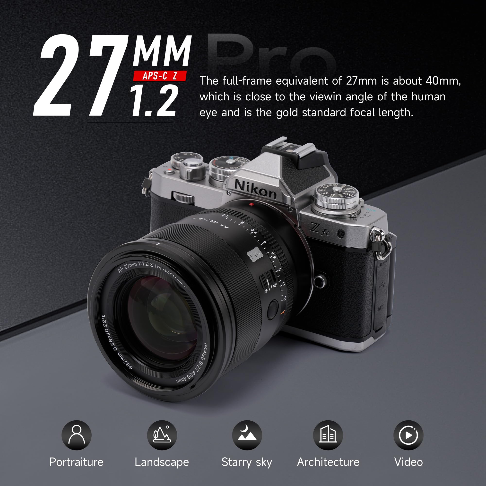 VILTROX 27mm F1.2 pro Zマウント Viltrox AF 27mm F1.2 Pro APS-C Lens for Nikon Z-Mount
