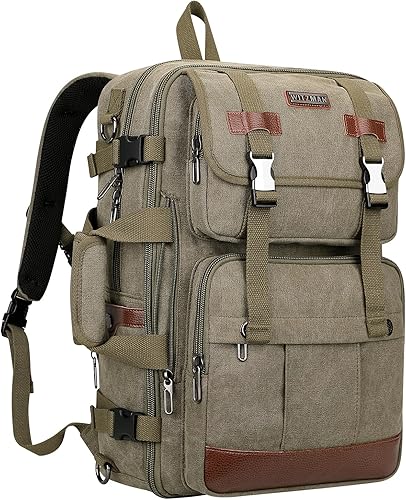 WITZMAN Mochila de lona con puerto de carga USB, mochila de viaje grande, bolsa de viaje, bolsa de lona para portátil de 17 pulgadas para hombres,