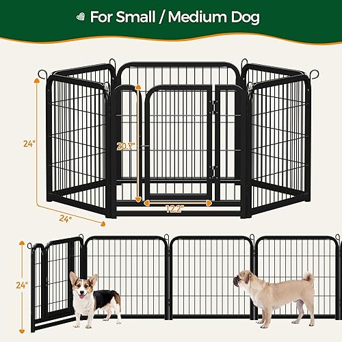 Miniatura 6 de Yaheetech Corral para perros al aire libre, 6 paneles de valla para perros de 24 pulgadas, corral para mascotas para perros grandes, medianos y