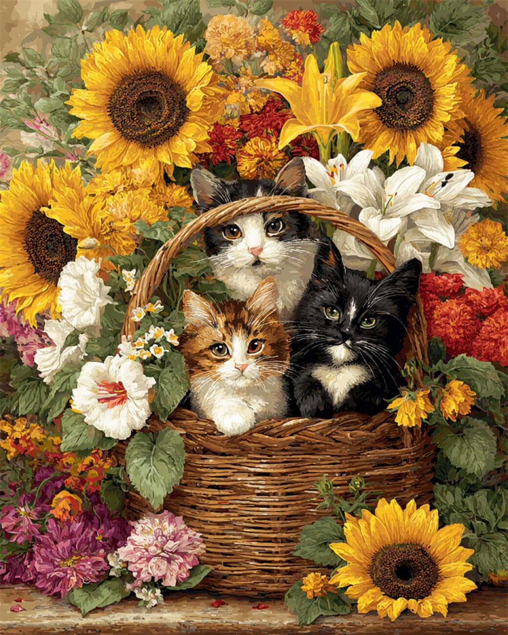 AYAOYANGGO Animal DIY Bead Embroidery Kits Sunflower and Cat Bead Embroidery Kit for Adults Needlepoint Tapestry Set Beaded Stitching 40x50cm