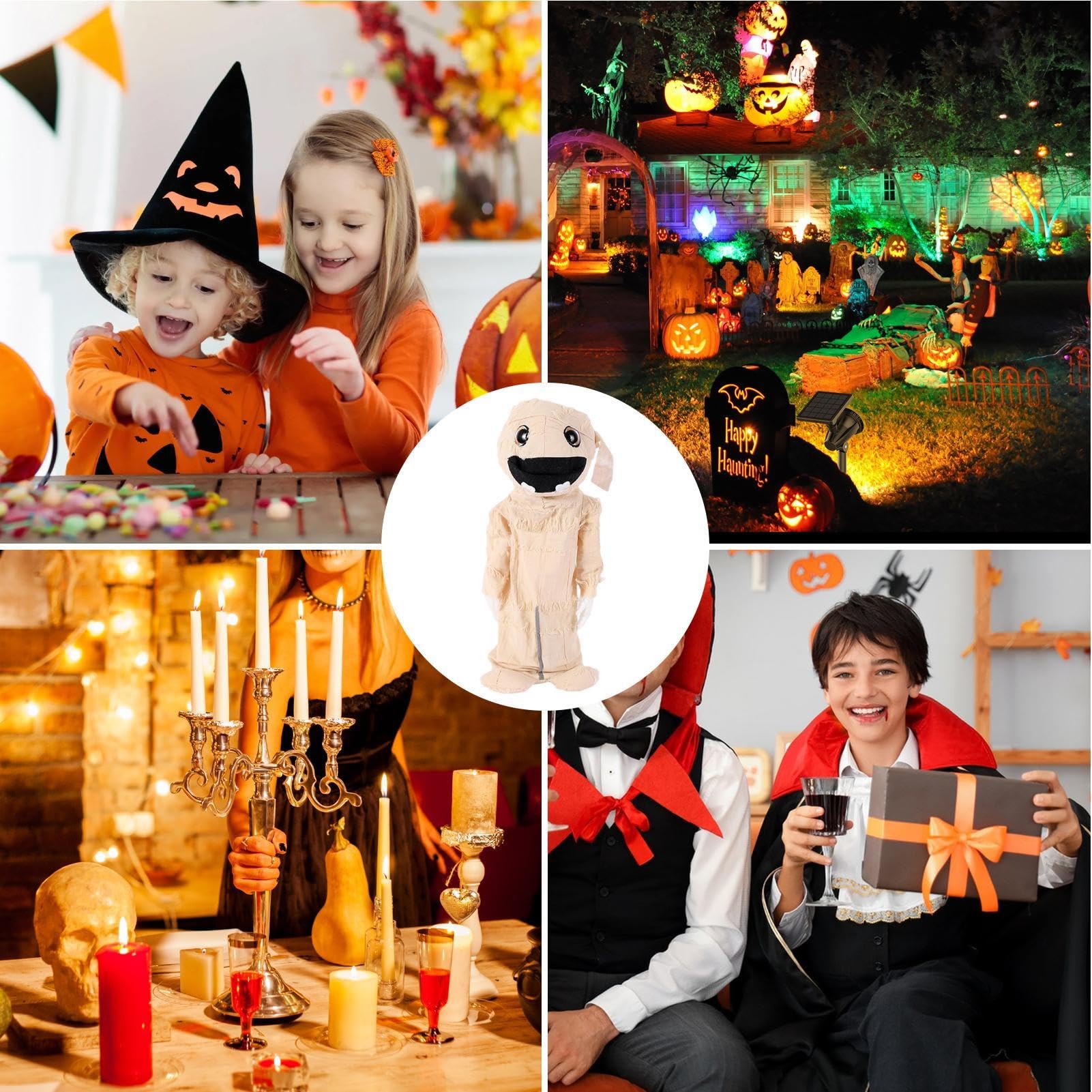 Muñeca momia de Halloween | Figura de momia de terror | Decoración espeluznante de Halloween | Muñeca de momia activada por sonido, modelo de figura de muñeca de Halloween aterradora con decoración de