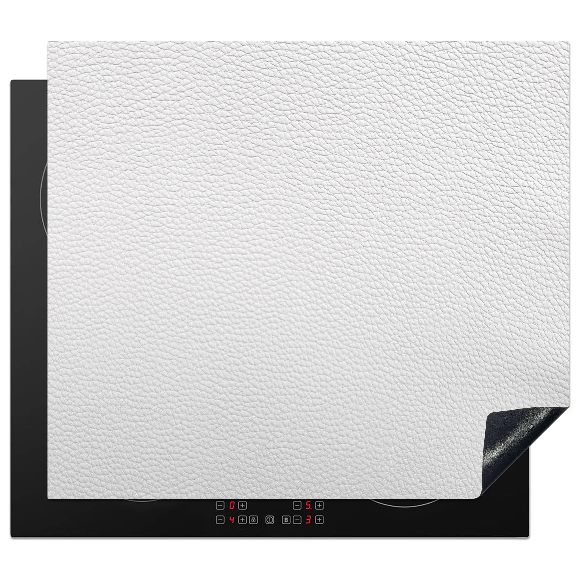 KitchenYeah© Cubre Vitrocerámica - Protector Vitroceramica Induccion 60x52 cm - Tapa Vitroceramica - Protector de Vitroceramica Cuero - Textura - Aspecto Cuero - Blanco