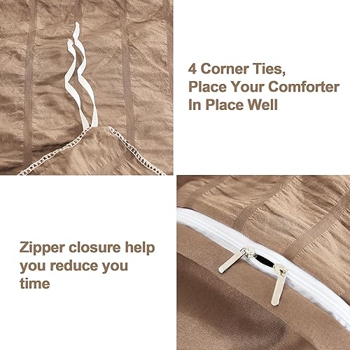 Miniatura 4 de AveLom Juego de funda de edredón de sirsaca tamaño Queen (90 x 90 pulgadas), 3 piezas (1 funda de edredón, 2 fundas de almohada), microfibra lavada