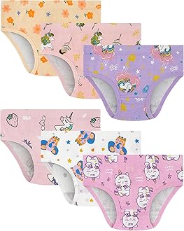 JAHSIYI 100% Cotton Girls Underwear Tagless Comfort Toddler Panties (6-Pack)