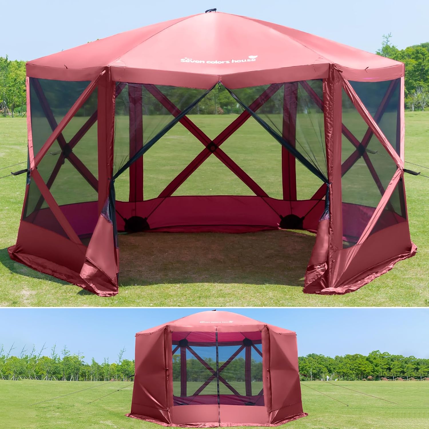 Seven Colors House Pop Up Screen Tent House for Camping 6