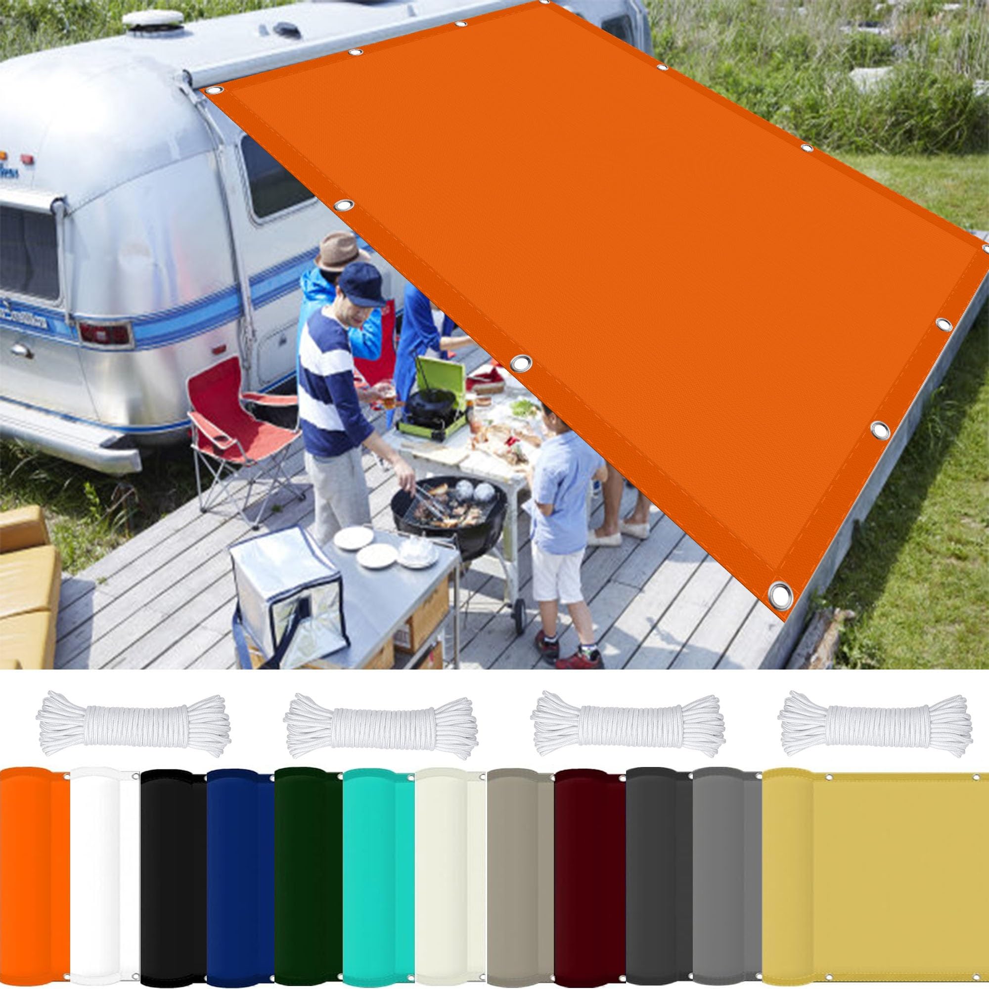 Schattiernetz mit Ösen 1.8 x 3.4 m 98% UV Schutz Sonnensegel Befestigen Ohne Bohren mit Ösen Und Kordel Reißfest für Balkon Terrasse Garten Camping, Orange