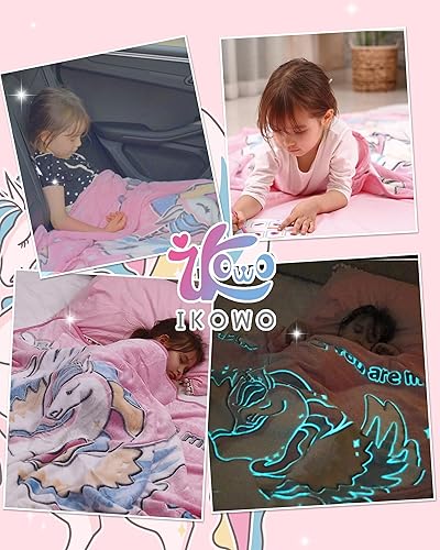 Miniatura 3 de Manta de unicornio que brilla en la oscuridad, regalos de unicornio para niñas de 2 3 4 5 6 7 8 9 10 años, manta de unicornio rosa suave, juguetes
