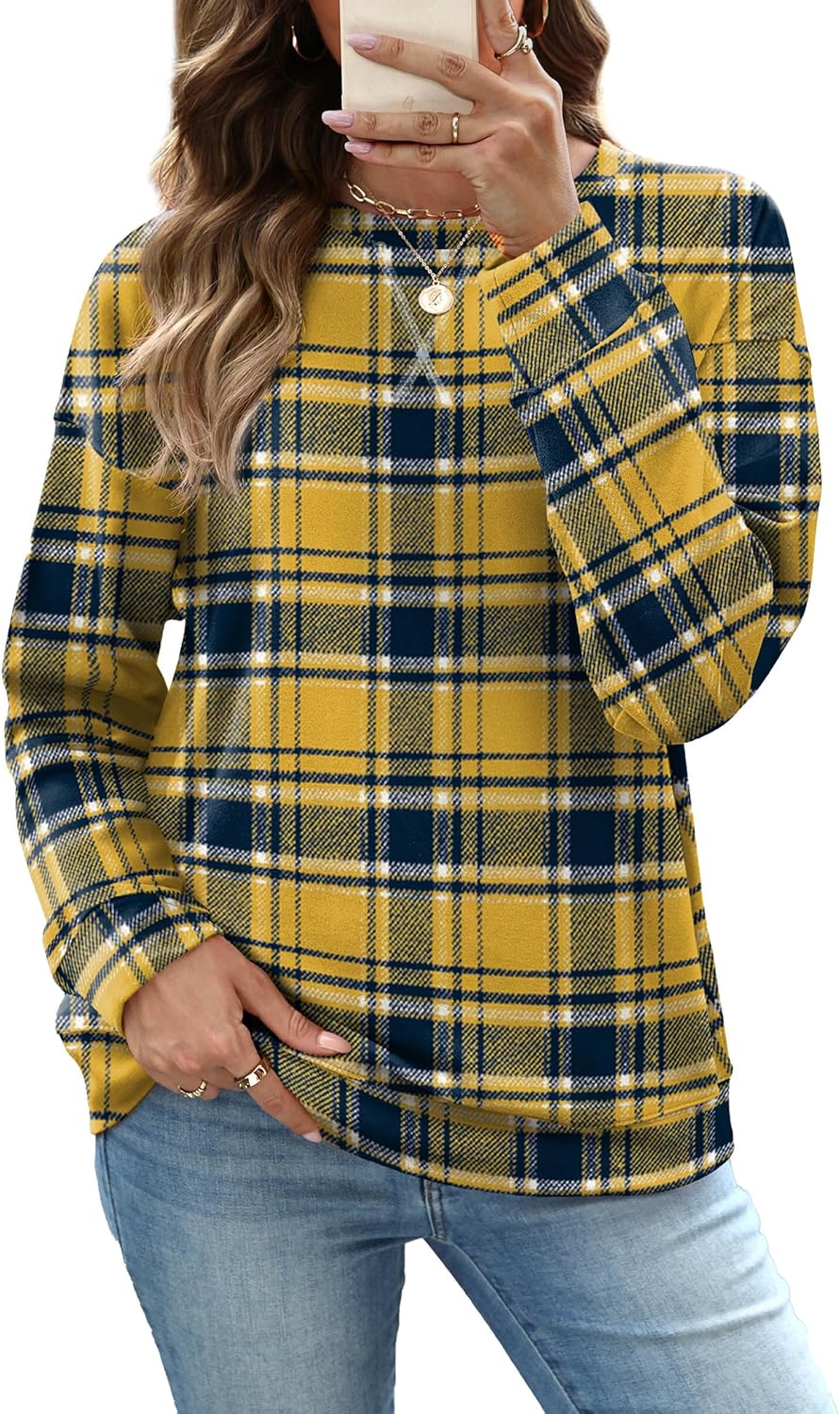 RUMIA Women's Crew Neck Sweatshirt Loose Pullover Long Sleeve Shirts Soft Tops for Women Fall Clothes 2025