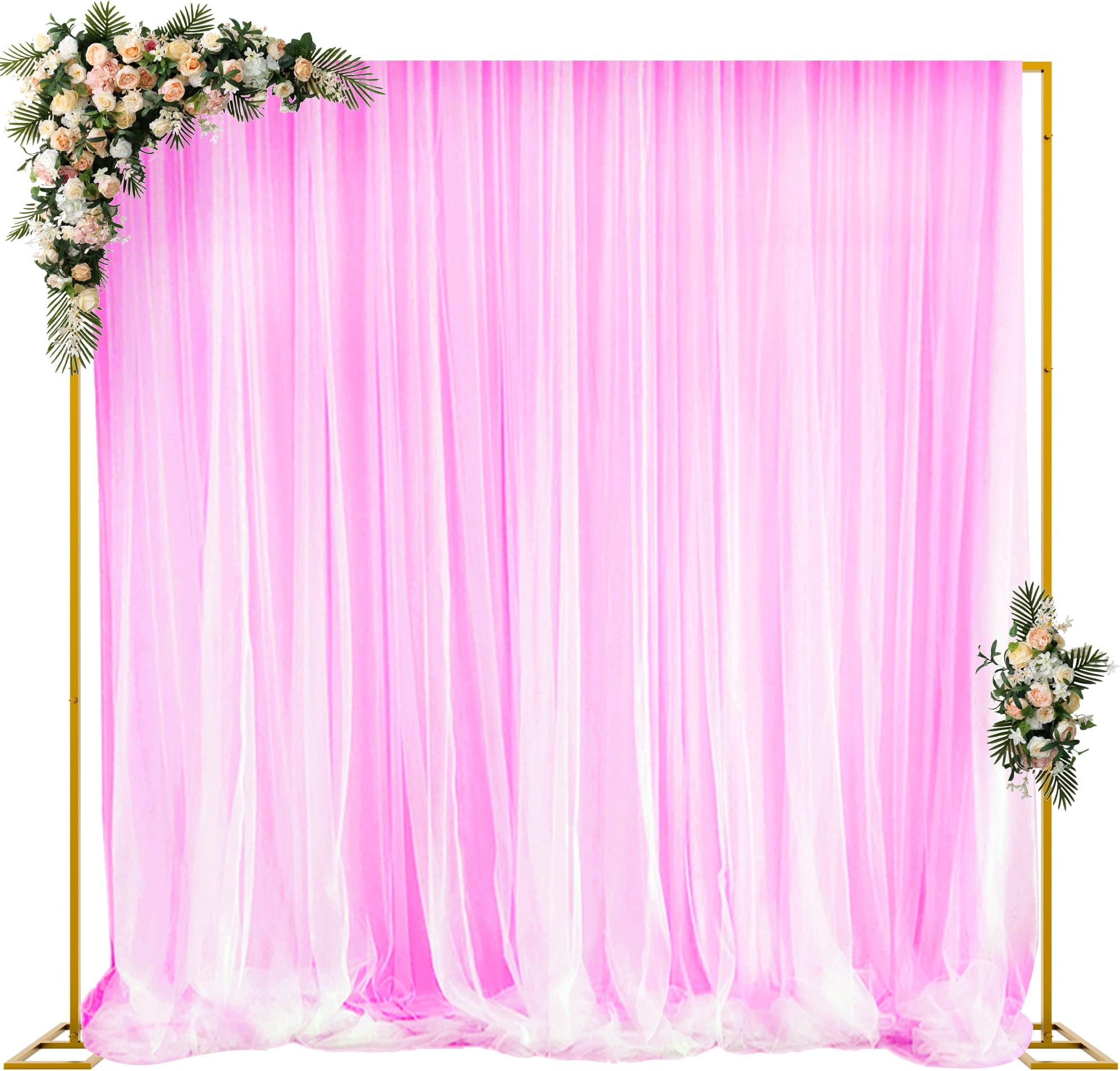 Wokceer 10x10 FT Backdrop Stand Heavy Duty Pipe and Drape Kit, Adjustable Gold Backdrop Stand for Wedding Birthday Party Photography Photo Booth Background Christmas Decoration