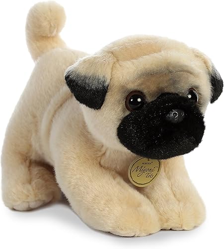 Aurora® - Adorable cachorro Pug de peluche Miyoni®, detalle realista, compañía entrañable, marrón, 10 pulgadas