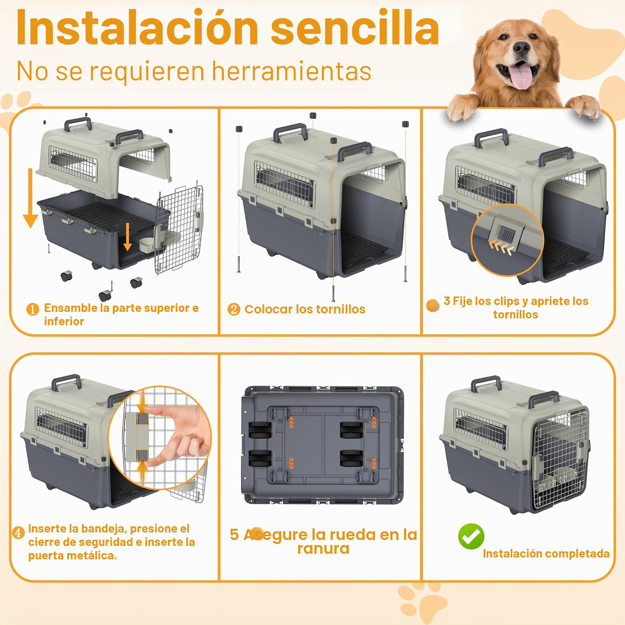 Caja de transporte para gatos para perros, 67 x 51 x 58,5 cm, caja de transporte para mascotas, caja de avión con puerta y ruedas de metal, caja de viaje con ruedas, adecuada para avión y coche