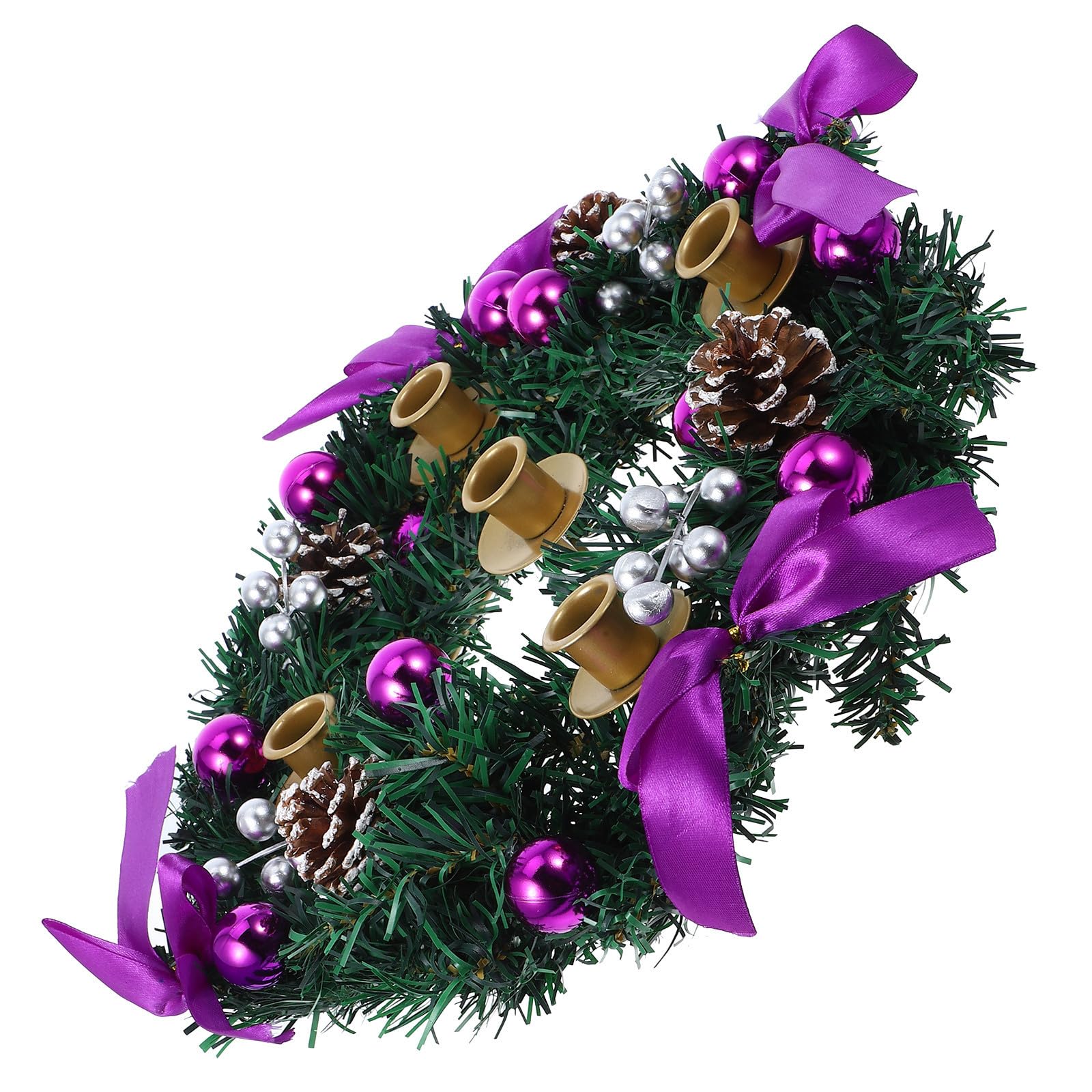 iplusmile Portavelas de Mesa Navideño con Guirnalda de Adviento, Diseño Elegante en Hierro y PVC, Base Estable para Decoración Interior de Navidad y Bodas