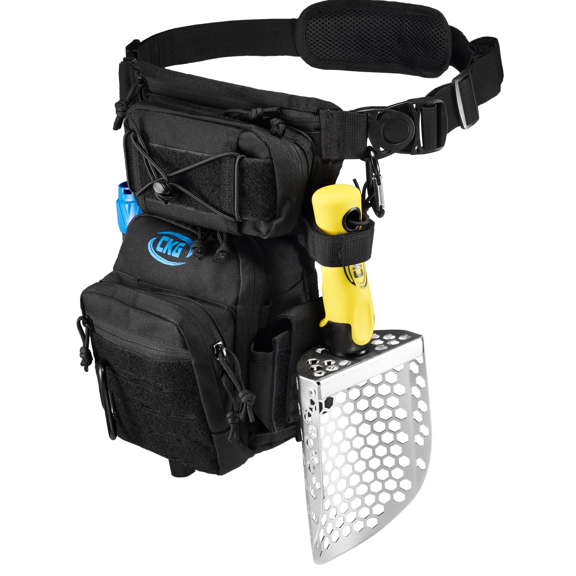 CKG Leg Bag Tactical Pouch for Metal Detecting, Drop Leg Bag, Waterproof Metal Detector Tool Bag, Motorcycle, Fishing, Tactical Bags for Men, Metal Detector Accessories, Black