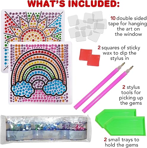 Miniatura 2 de Kit de arte de ventana para niños  Crea 2 atrapasoles de piedras preciosas  Kit de manualidades de ventana de Pascua fácil de usar para niños con