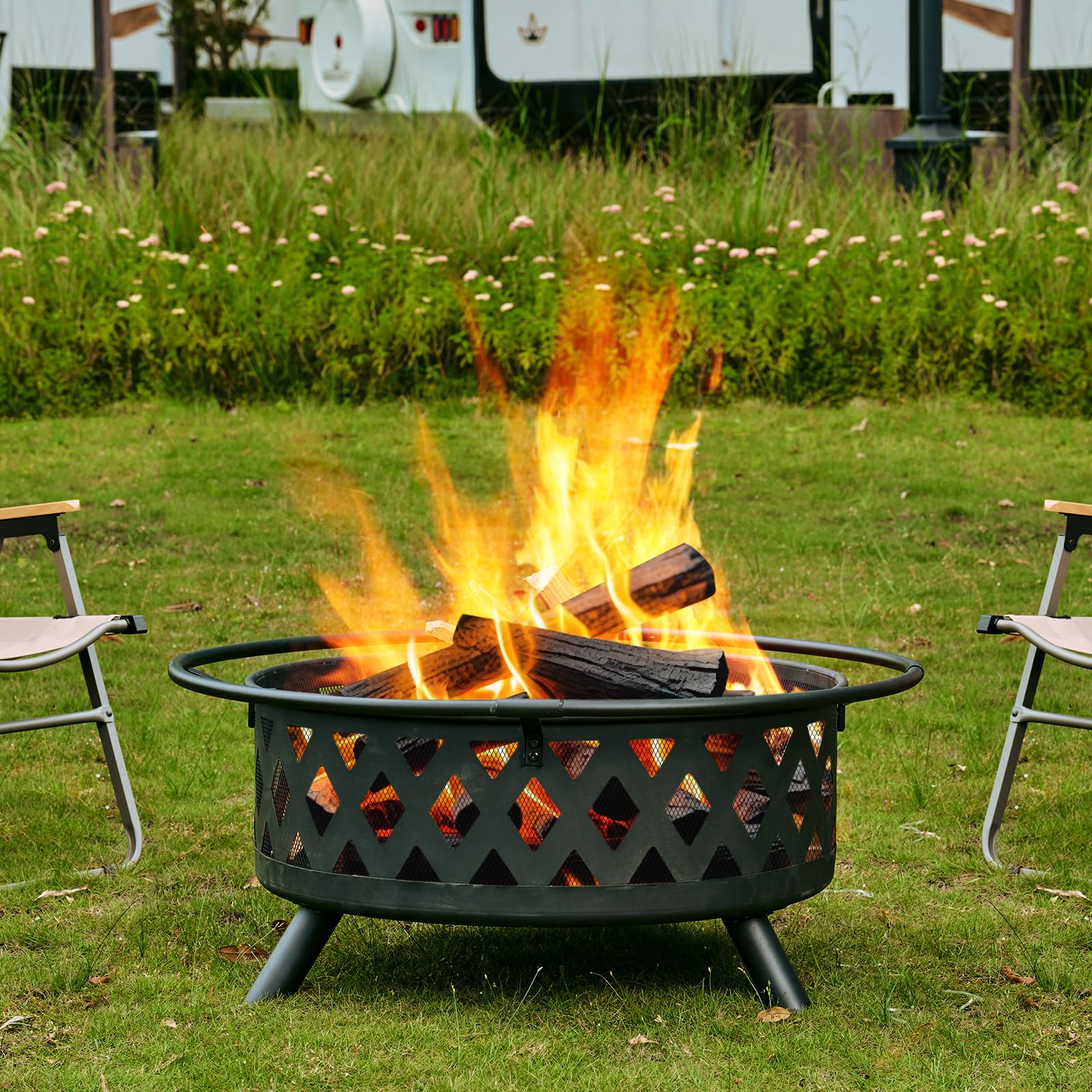 Snapklik.com : 36 Inch Fire Pit, Outdoor Fire Pit, Wood Burning Firepit ...