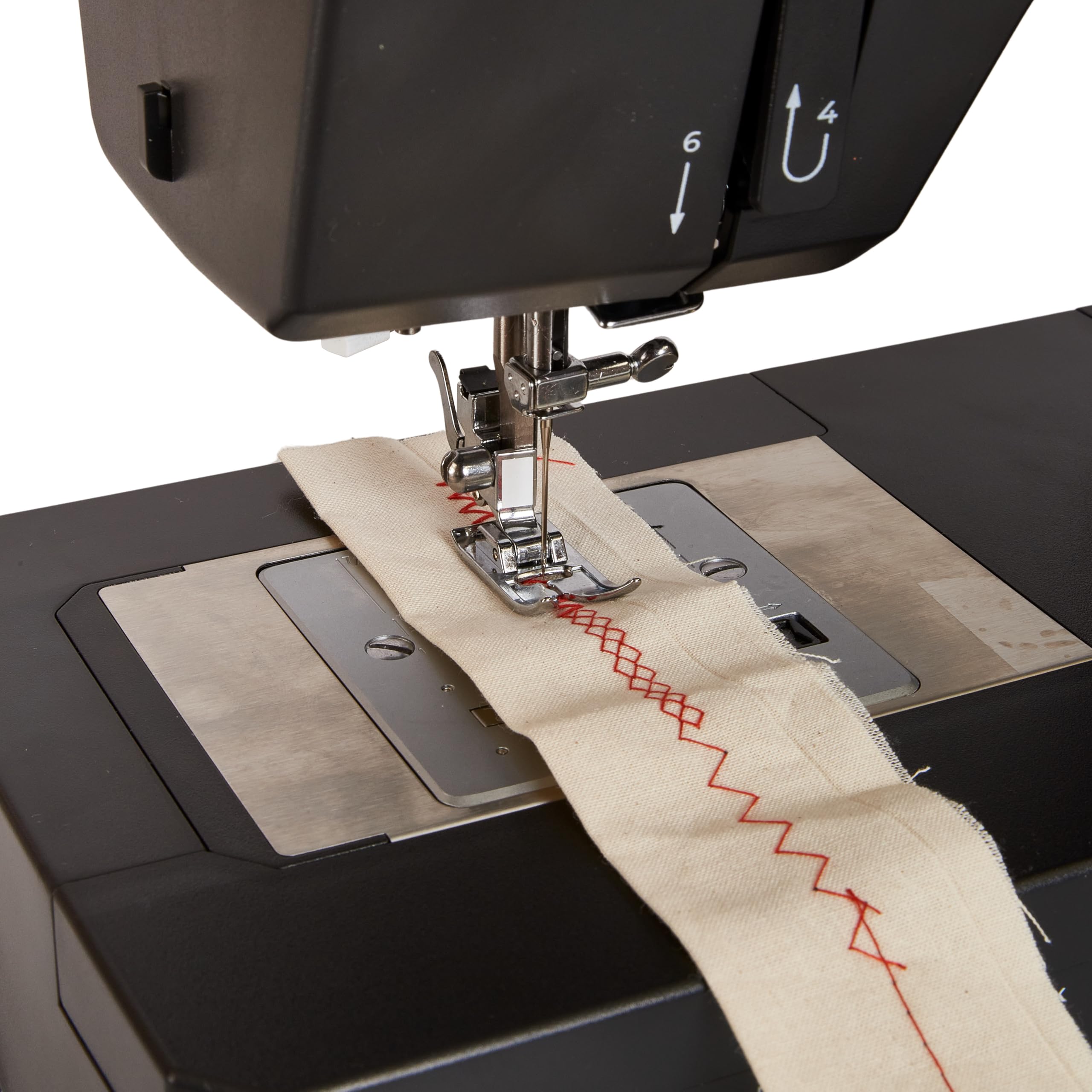 Jaguar SJ-34E Macchina per Cucire Robusta Super Jeans | 34 Punti | Elettronica | Tavolo di Estensione | Infila-Ago Automatico | Spolina a Inserimento | Motore Servo | LED | Braccio Libero | Per Tessut