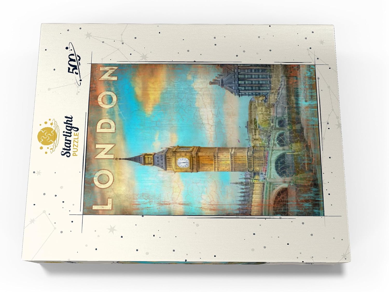 MyPuzzle Vintage London Big Ben Artwork - Retro Travel Poster Style - Premium 500 Piece Jigsaw Puzzle for Adults