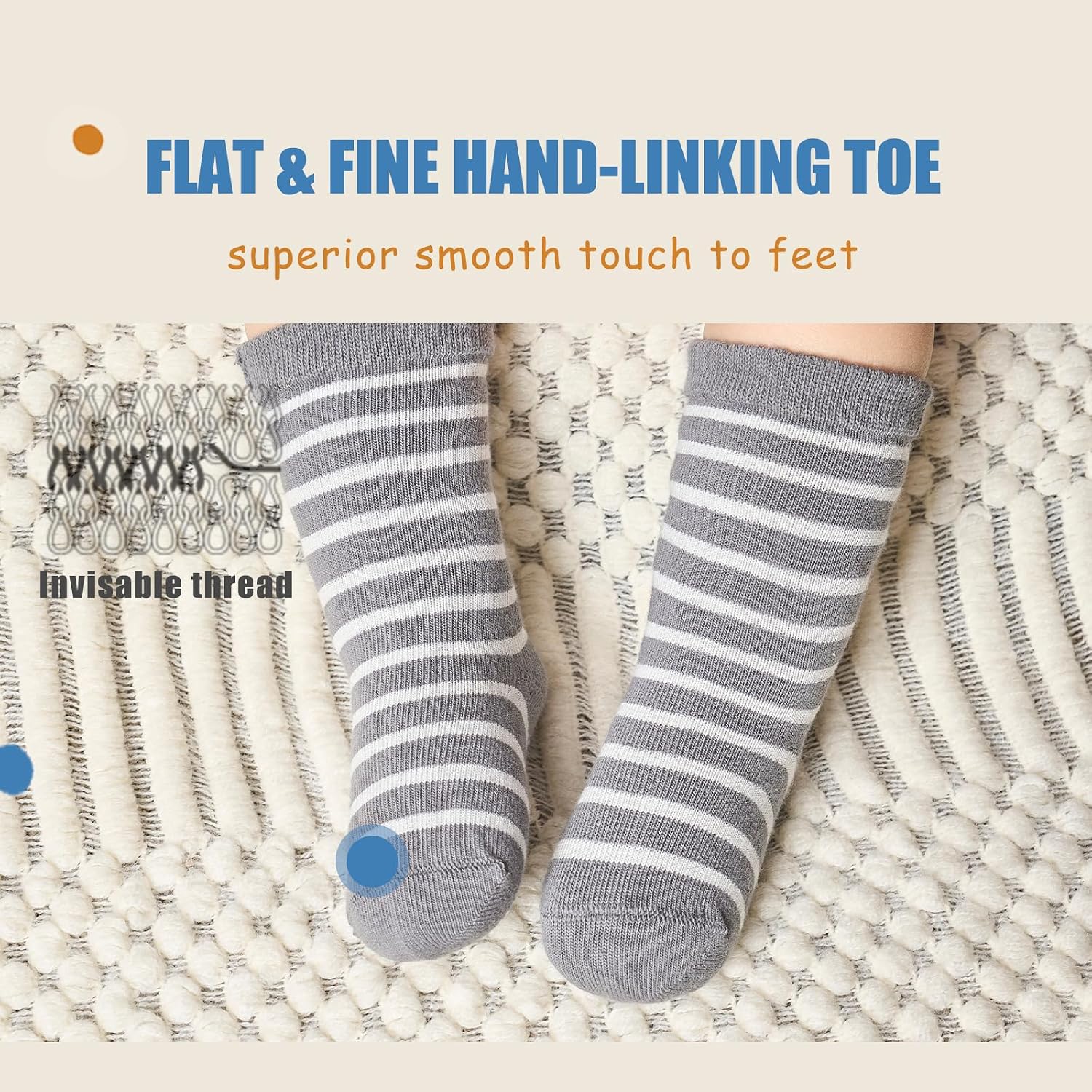 Baby Cotton Crew Socks Toddler Non Slip Grip Socks for Kids Boys Girls 6 Pack