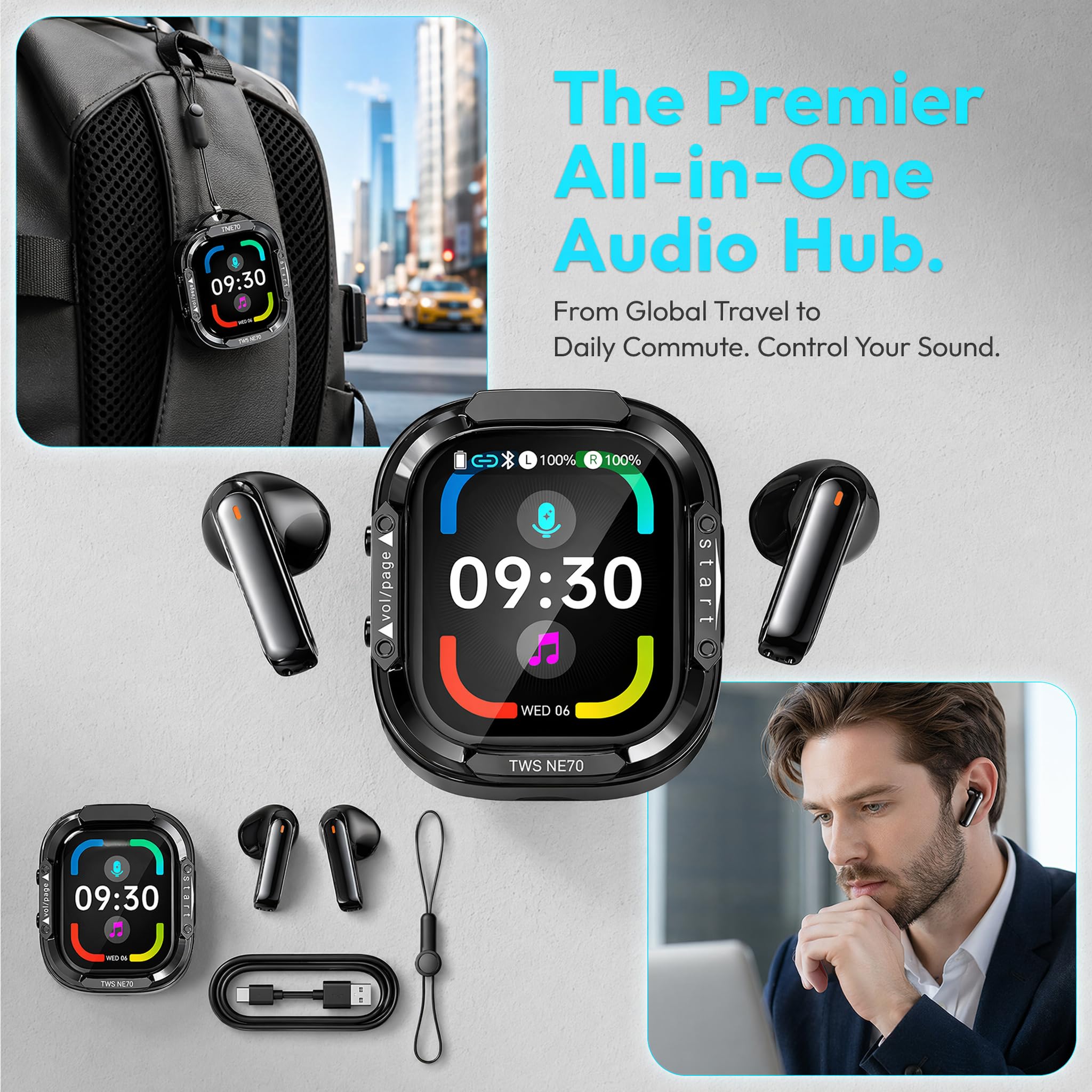 Auriculares de traducción de IA en tiempo real, nuevos auriculares NE70 traductor de idiomas 2026 con pantalla táctil, Audifonos Traductores Inglés Español, dispositivo de traducción Bluetooth