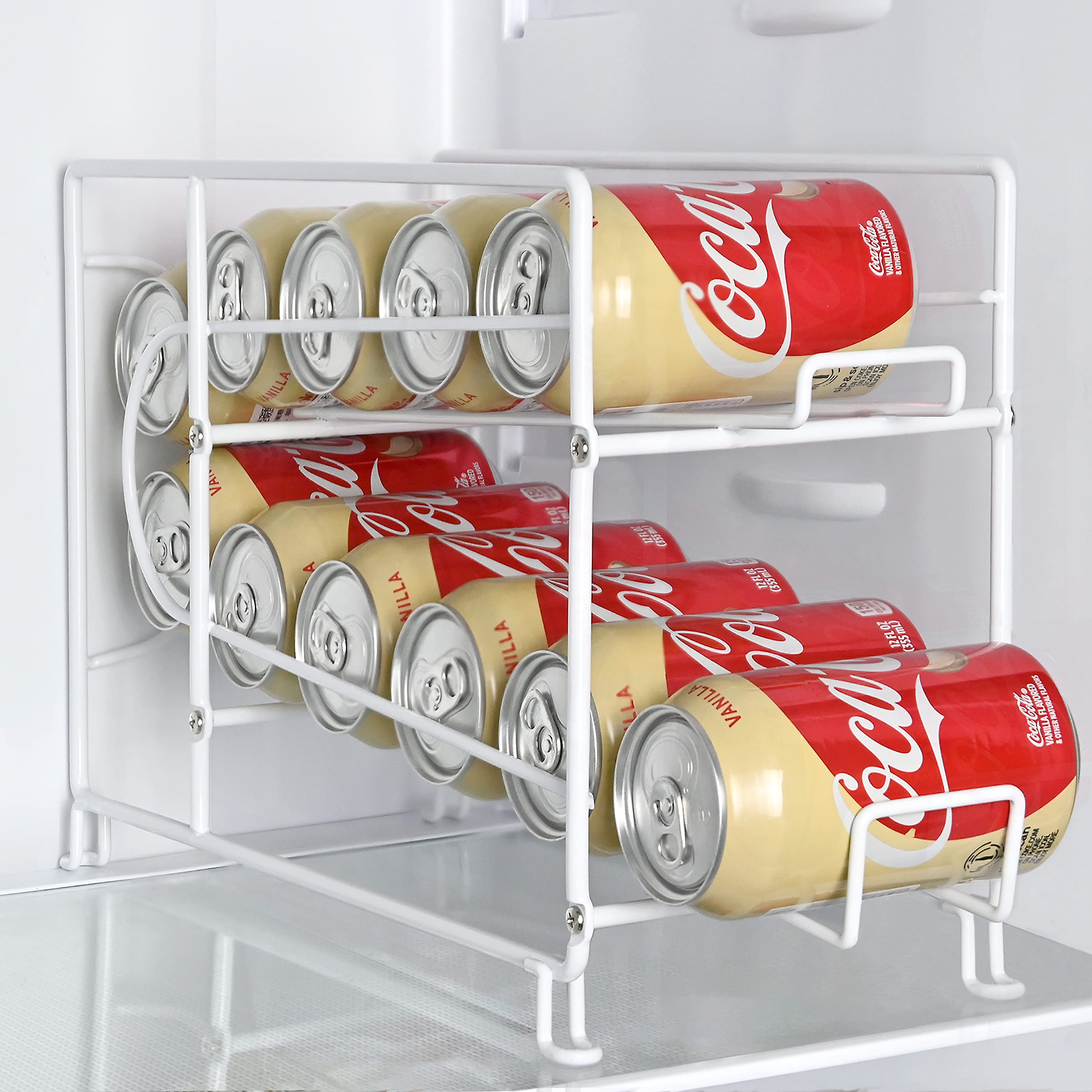 SUFAUY Paquete de 2 latas de sopa, organizador de latas de almacenamiento, apilable para bebidas, mini dispensador de latas para despensa/refrigerador, blanco