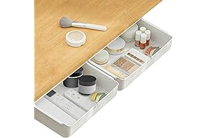Poeland Drawer Organizer, Under Desk Storage Drawer, Office and Home Self-Adhesive Storage