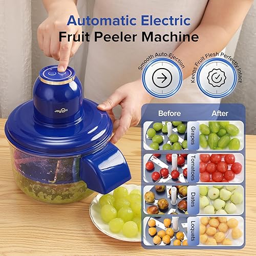 Miniatura 3 de JOYHILL Peladora eléctrica de uva, pelador automático de frutas y ajo para uva, tomate, cereza, motor de 50 W con cuchillas de acero inoxidable,