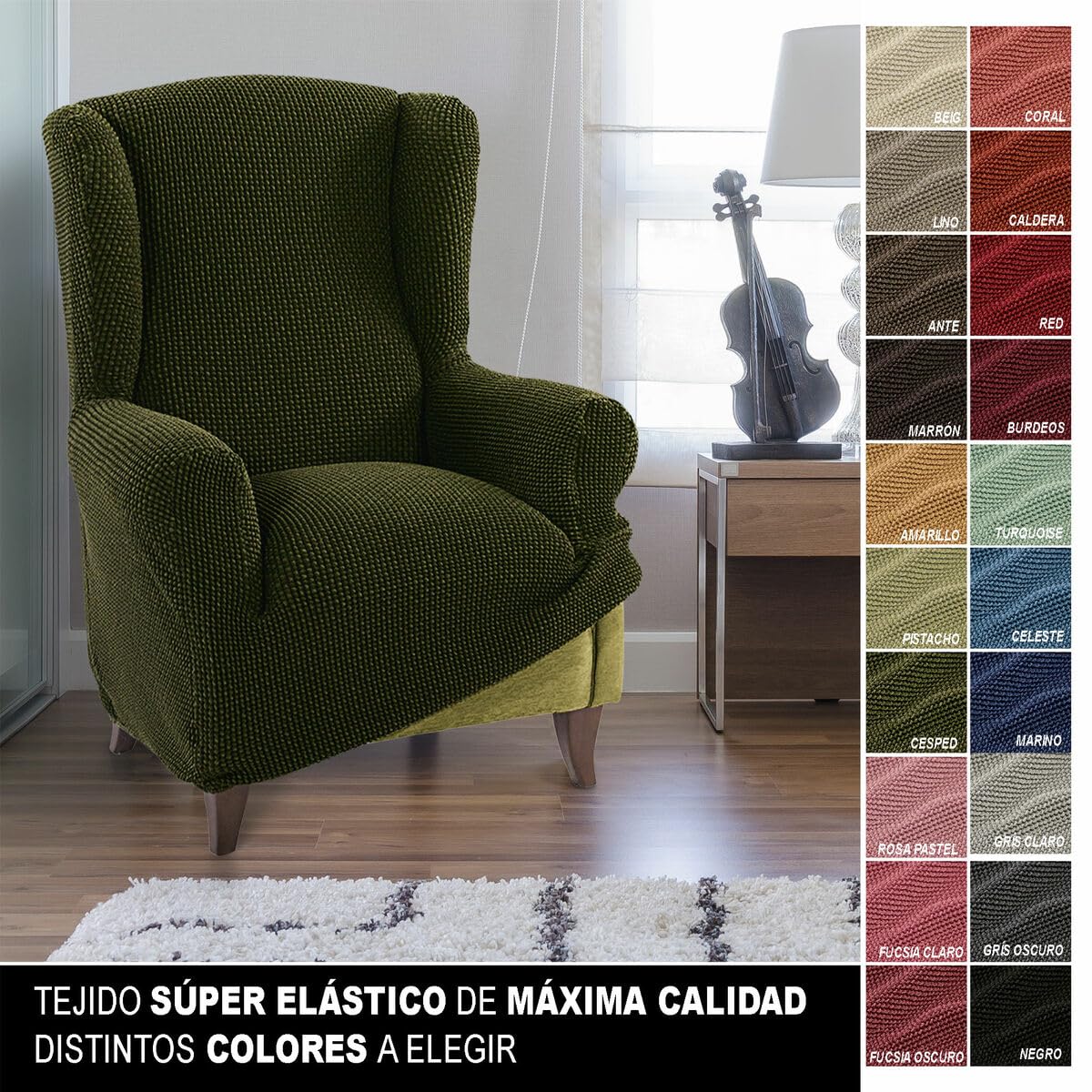 SOFASKINS® Fodera per poltrona a 1 posto, copridivano super elastico, fodera per divano dal design esclusivo, traspirante e resistente, facile da posizionare. Misura 70-110 cm. Colore verde