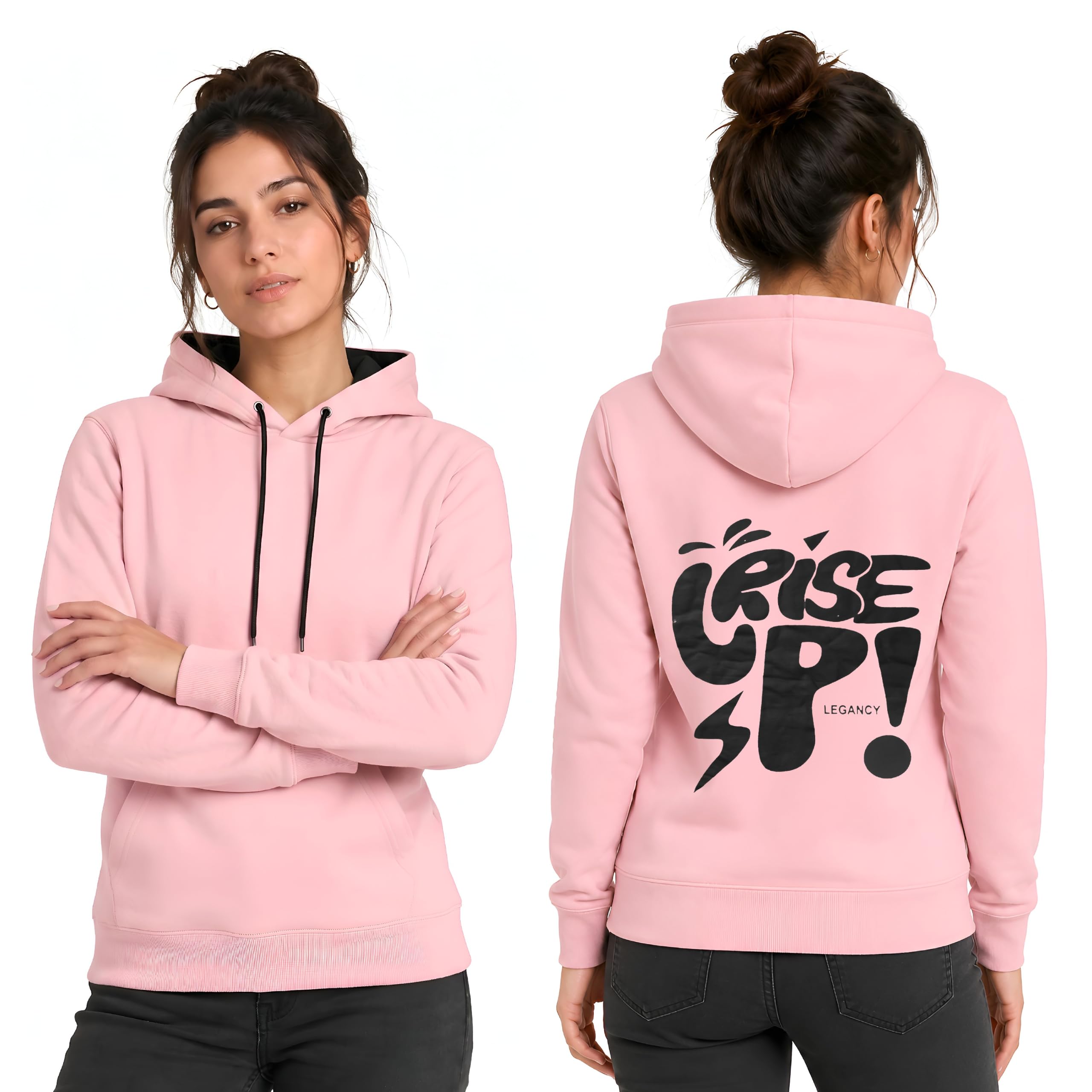Women's Pullover Hoodie with Back Print || Full Stitchable 75% Fleece and 25% Cotton Material || Hight GSM Cloth || Trending Back Print-image-46