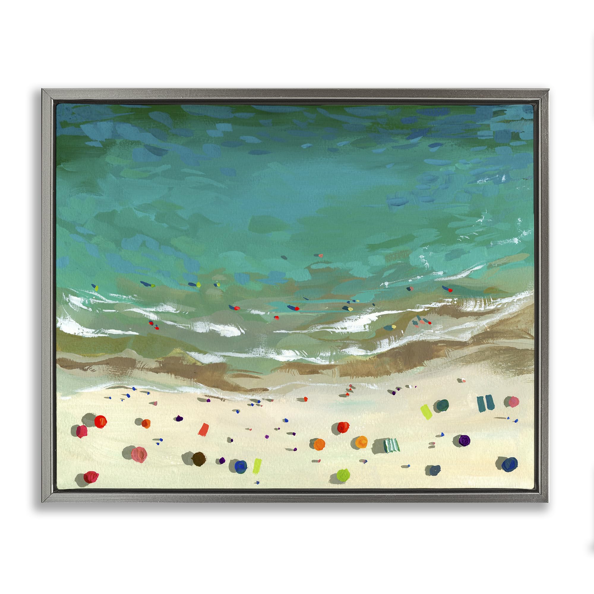 Stupell Industries Luster Gray (Matte) 'Aerial Turquoise Shoreline', Floating Frame Canvas Art, Gray, 31 X 25 Inches, Easy To Hang And Sturdy, Made In Usa, By Brook Page