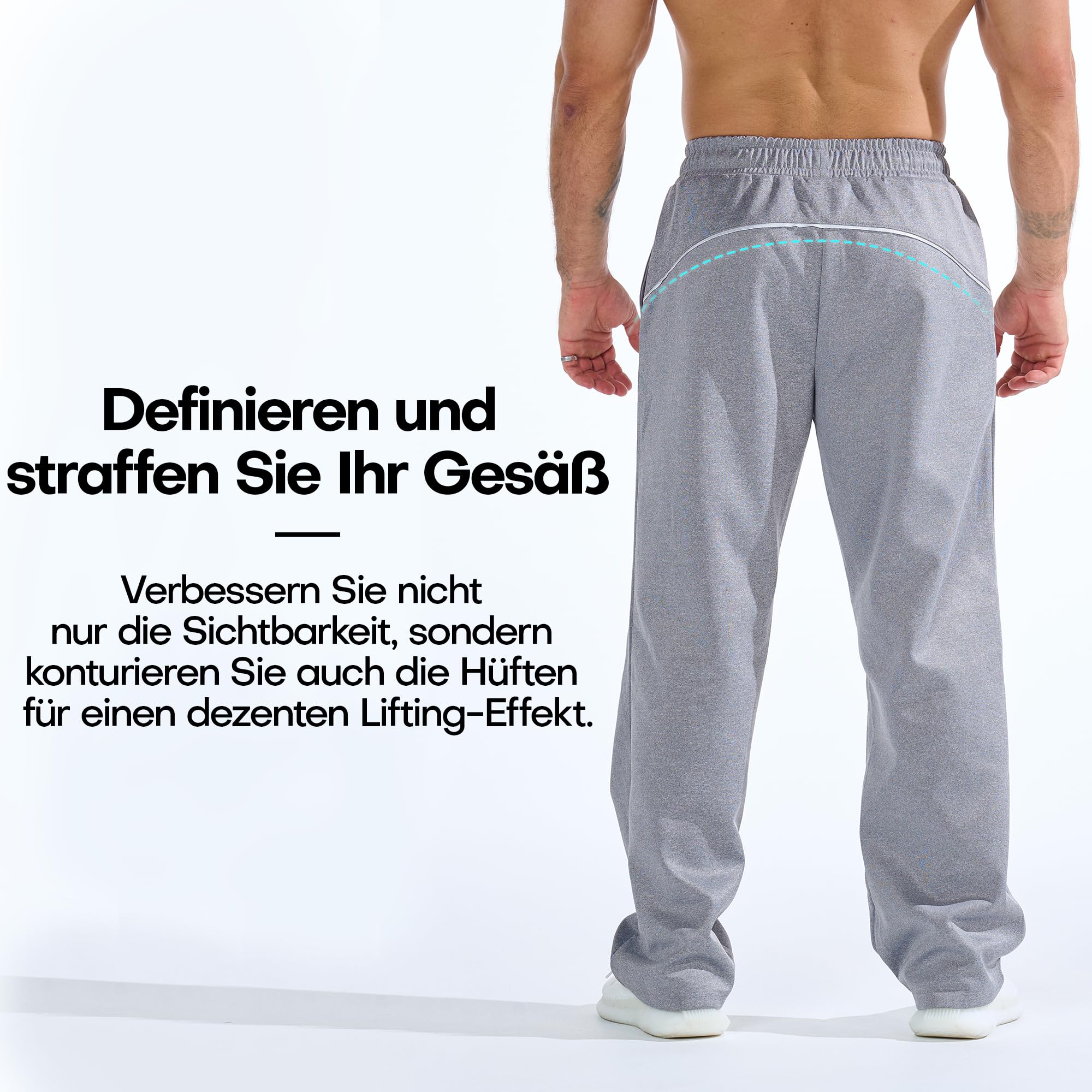 BROKIG Sporthose Extra Lang Herren Weites Bein Trainingshose | Gym Jogginghose Herren Fitnessstudio, Training Hose Herren Lang, Gerade Freizeithose mit Reißverschlusstasche