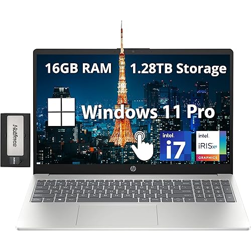 HP 15.6'' FHD IPS Touchscreen Laptop, Intel i7-1255U, 16GB DDR4 RAM, 1.28TB Storage(1TB SSD+288GB Docking Station Set), Intel Iris Xe Graphics, Wi-Fi 6E, Number Pad, Windows 11 Pro, Silver