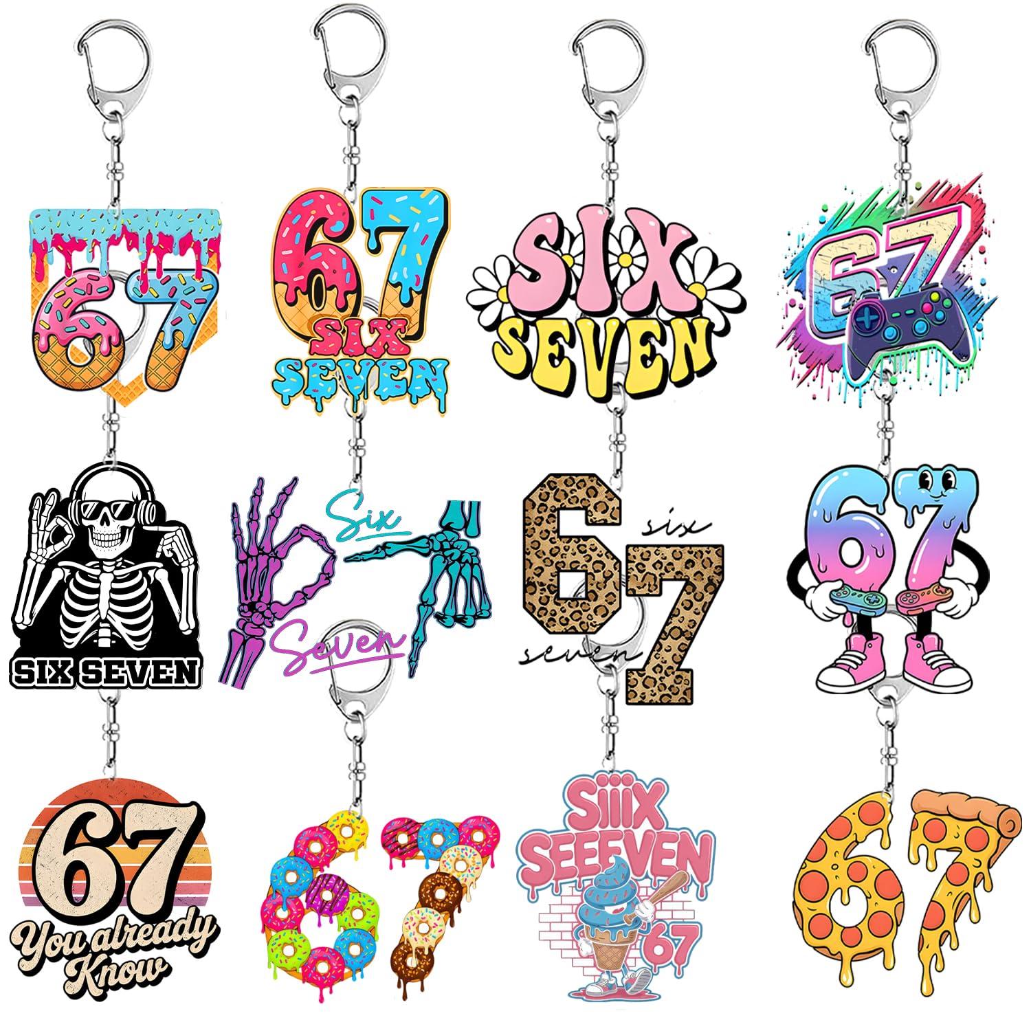 Six Seven Acrylic Keychain Funny 6 7 Party Favors Number Funny Six Seven Gifts