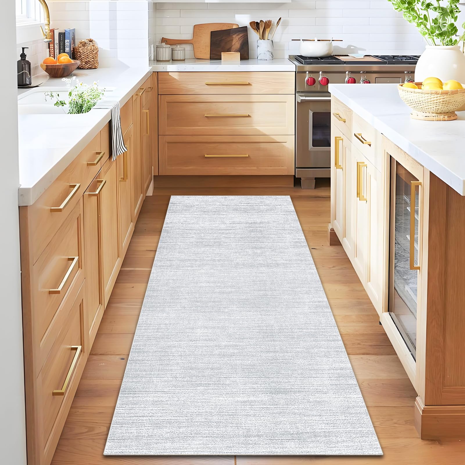 Qemgrste Carpet Runner for Hallways Abstract Grey 40 x 60 cm, Kitchen, & Living Room, Non-Slip Kitchen Rugs Washable Absorbent Kitchen Runner, hallway rugs and runners, Heavy Duty Entrance Mat