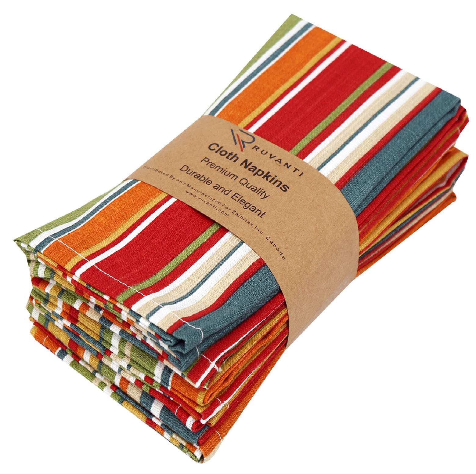 Ruvanti Block Print Cloth Napkins Set Of 12, 18X18 Reusable Napkins Cloth Washable, Soft & Durable Table Napkins, Polycotton Dinner Napkins For Parties, Christmas, Thanksgiving, Weddings