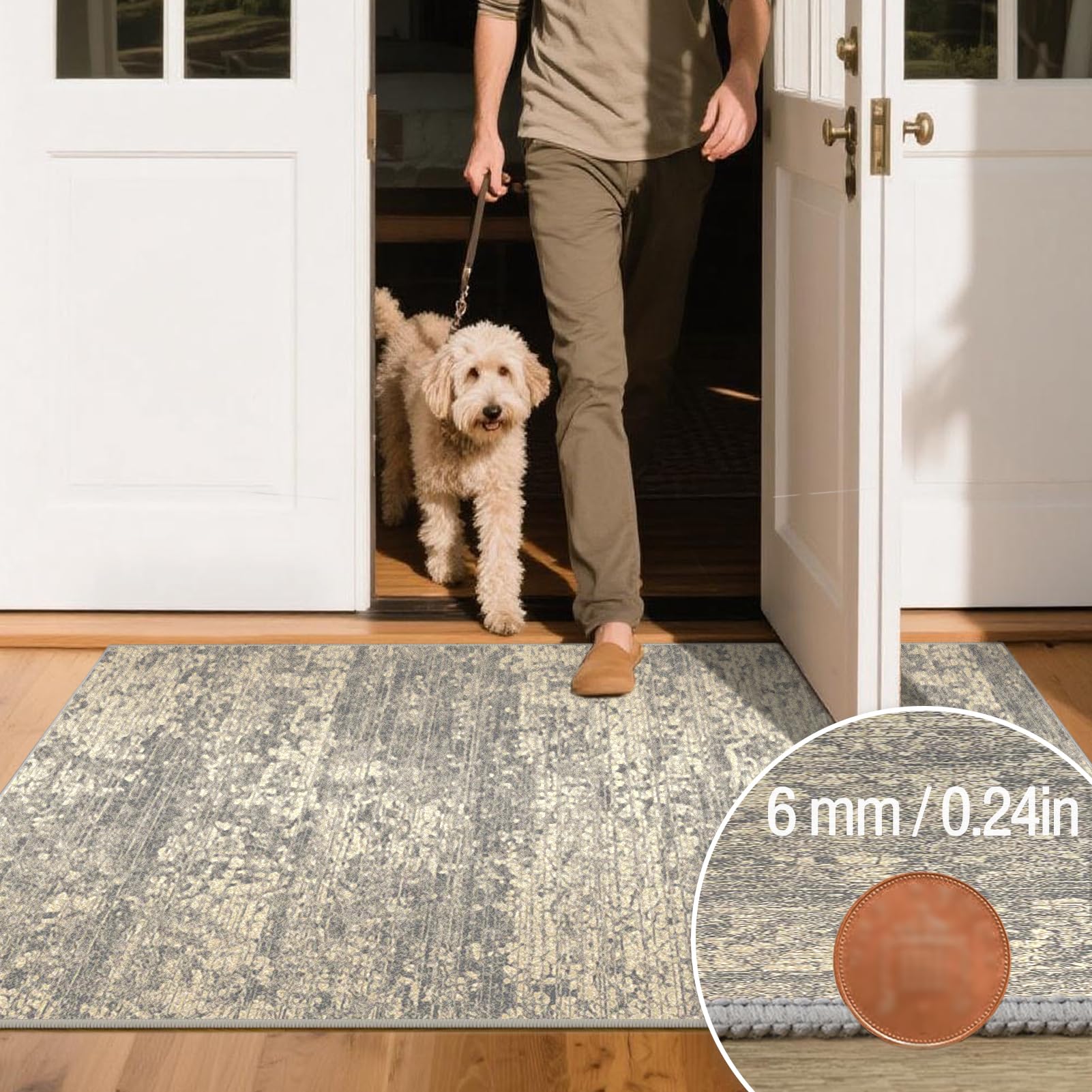Teppich Läufer Flur 50 x 300 cm KüchenTeppich Waschbar Teppich rutschfest Küchenläufer Korridor läufer Flur Küche, Waschküche, Balkon Beige