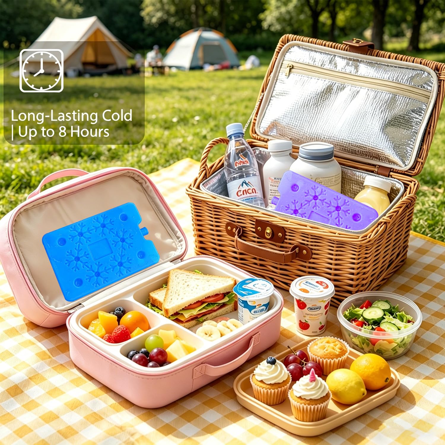 KAWAAN 4 PCS Ghiaccioli per Borsa Frigo, Borsa Ghiaccio, Ghiaccio Gel Riutilizzabile | Ghiaccini Piccoli per Borsa Frigo,per Borsa Frigo,mini freezer,Frigo da campeggio, Condizionatore portatile,16 x 11 x 1.5cm
