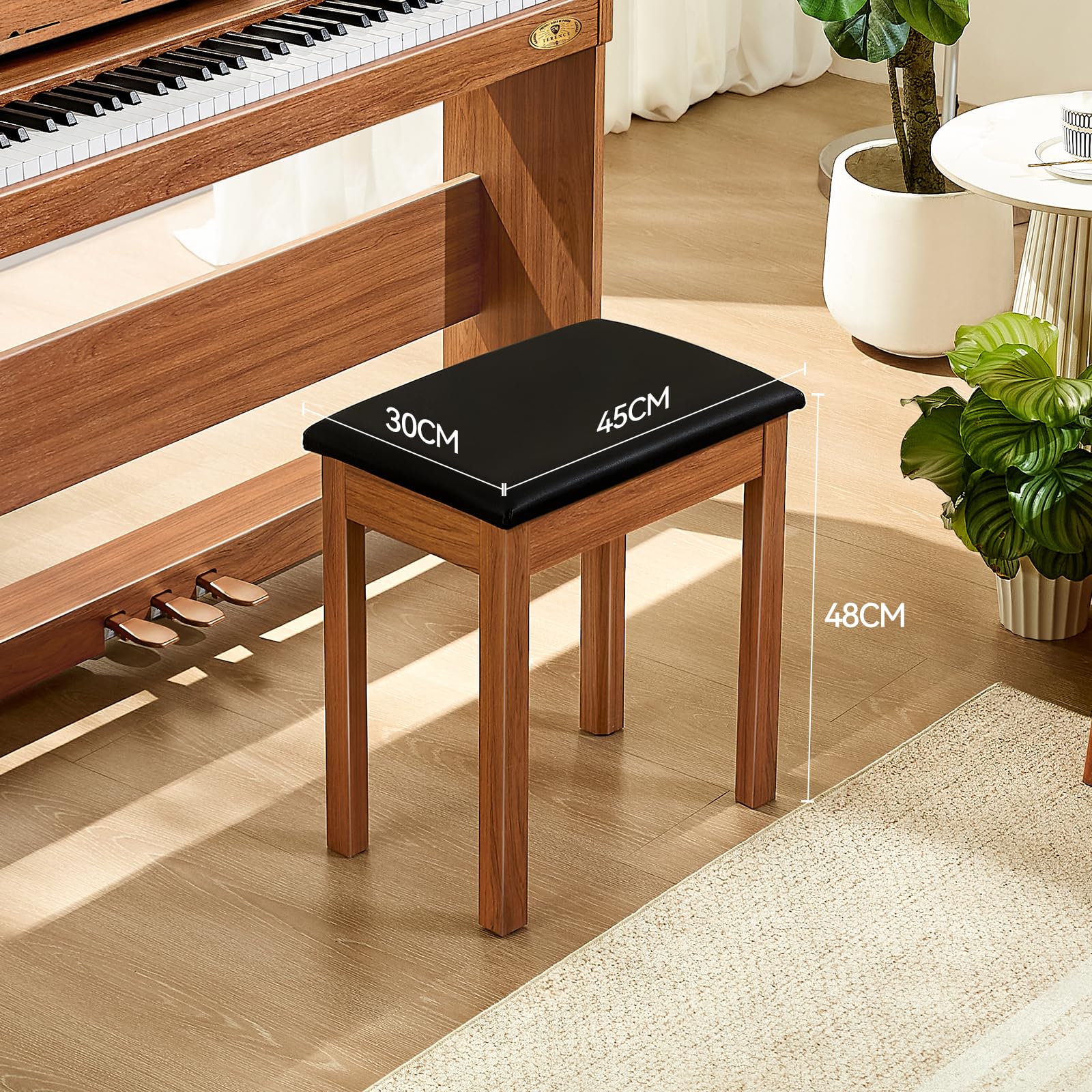 TERENCE Sgabello Pianoforte Pianoforte Panca Struttura in legno massello di alta qualità Capacità di carico superiore Cuscino sedile comodo e pratico Versatile per uso professionale e domestico