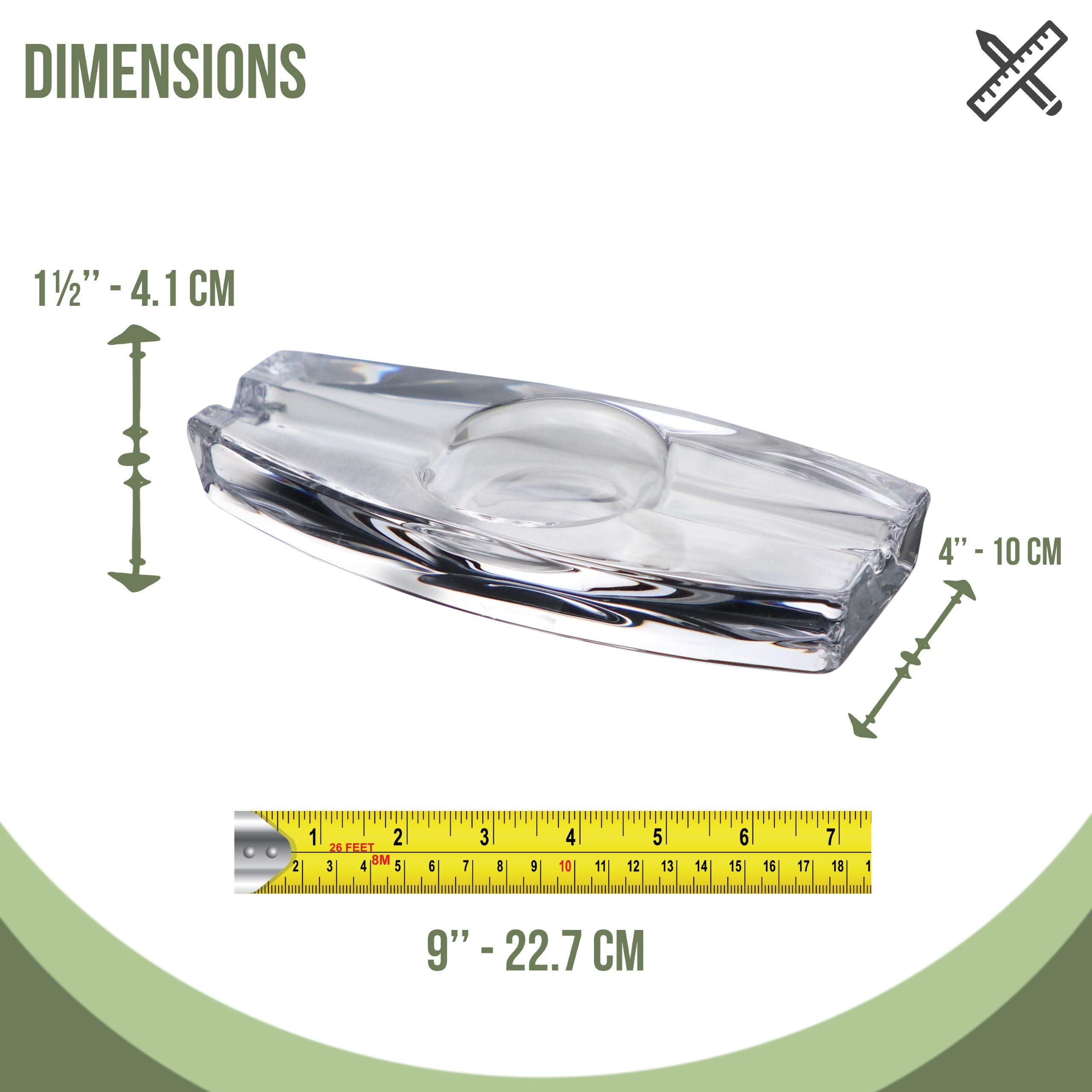 PASABAHCE Cendrier en Verre de Cristal Lourd pour Patio, Fait à la Main, extérieur, intérieur, Maison, Bureau, hôtel, Piscine, Restaurant, Long with 2 Holders