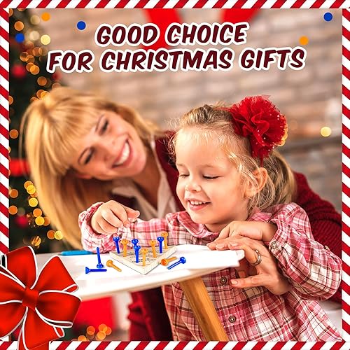 Miniatura 3 de Gejoy Juego de 6 clavijas de triángulo de madera, juego de mesa educativo para adolescentes y adultos, rompecabezas de aprendizaje divertido de