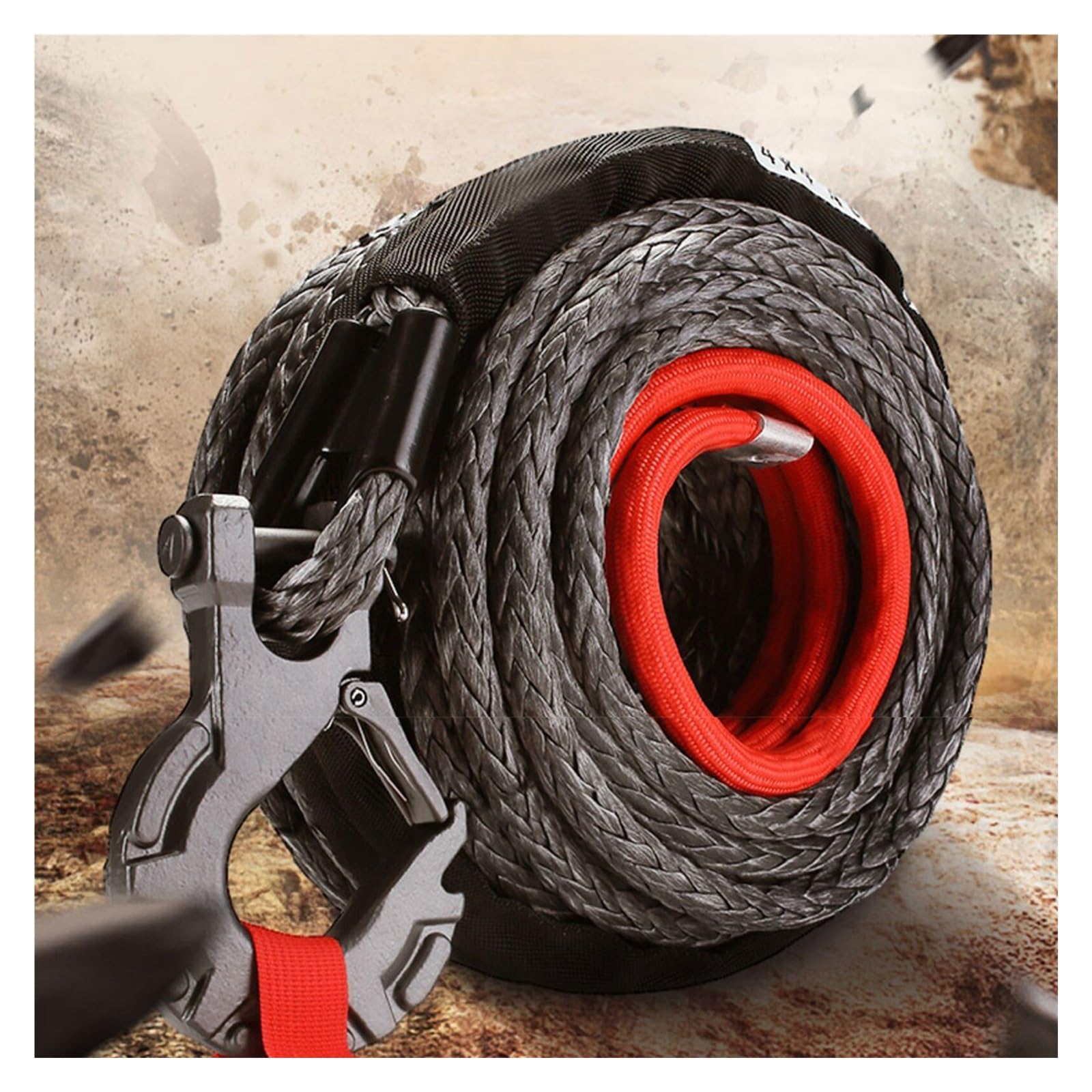 8mm * 15m Syntetyczna Lina Wciągarki Samochód Holowniczy 4x4 Akcesoria Off Road Pasek Przyczepy Siła Zrywająca Maks. 20500LBS Dla Pojazdu ATV SUV Solidna I Niezawodna