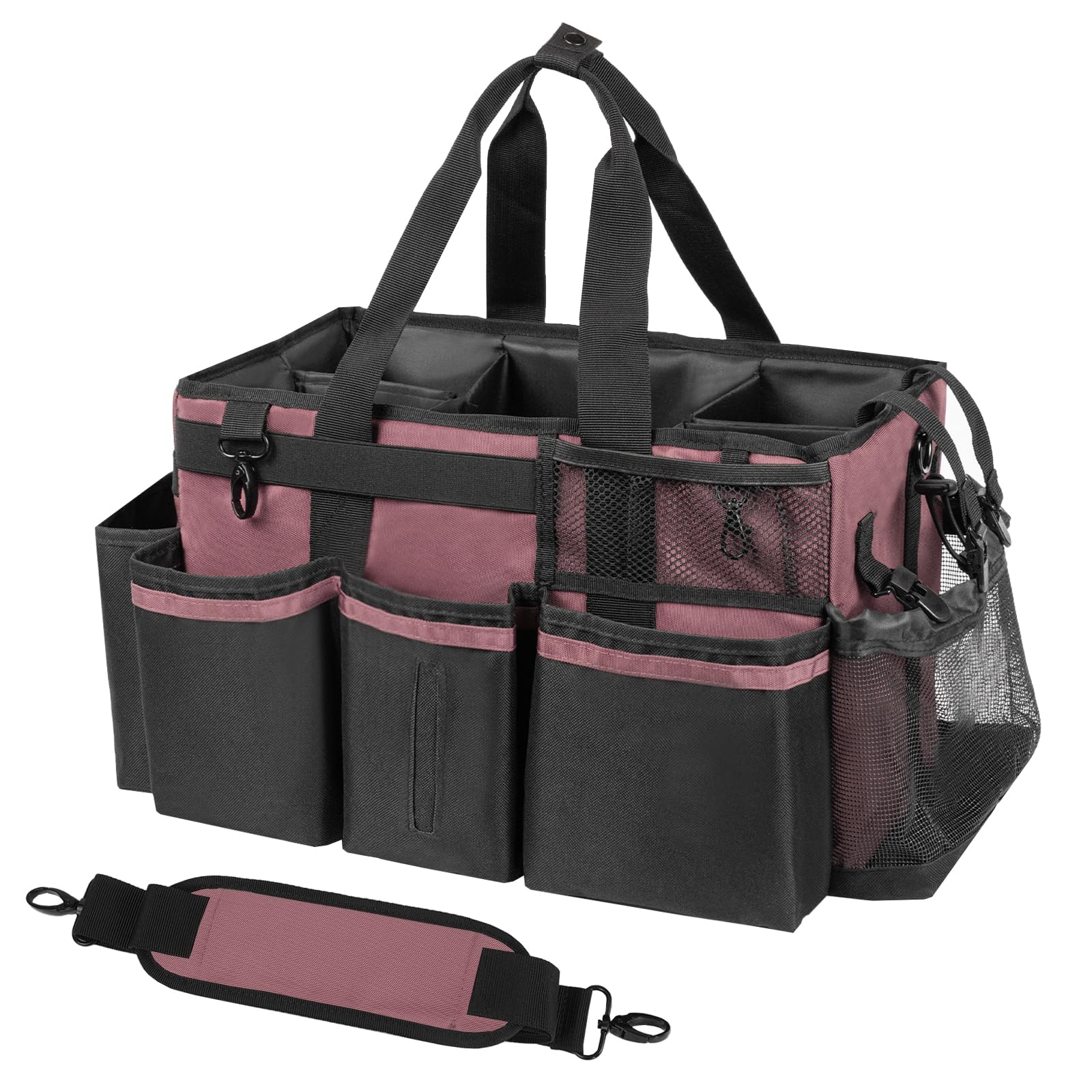 SCAVATA Organizador de suministros de limpieza portátil, organizador de suministros de limpieza con asa y correas de hombro para amas de casa, bolsa organizadora de herramientas de limpieza debajo del