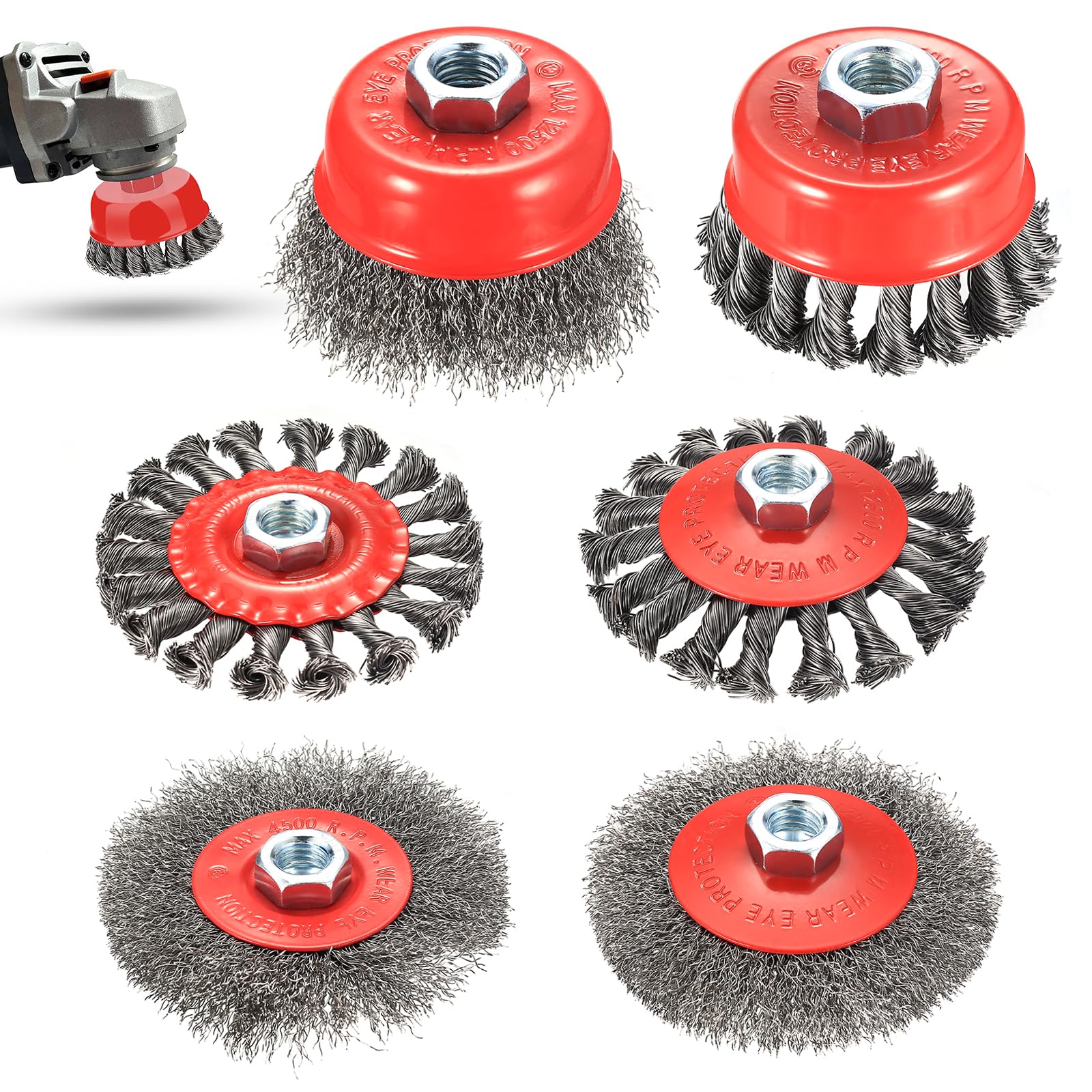Spazzola Metallica Per Smerigliatrice Angolare, Set Di 4 Ruote