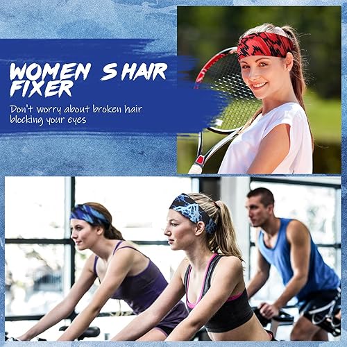 Miniatura 3 de 18 Pcs Sports Sweatbands for Men Women Camo Headbands Workout Non Slip Headbands Breathable Head Band Fitness Stretchy Unisex Hairband for Yoga