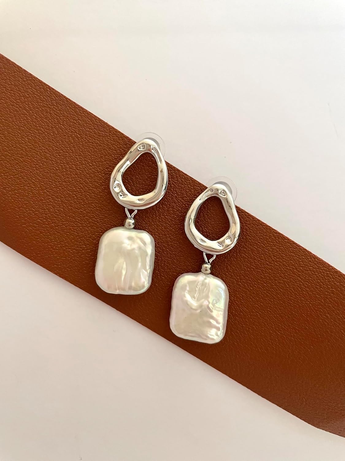 Baroque Pearl Earrings for Women - 14K Gold Plated Lightweight Cultured Freshwater Drop Dangles for Beach Weddings Birthday Gift, Daily Elegance & Sensitive Ears