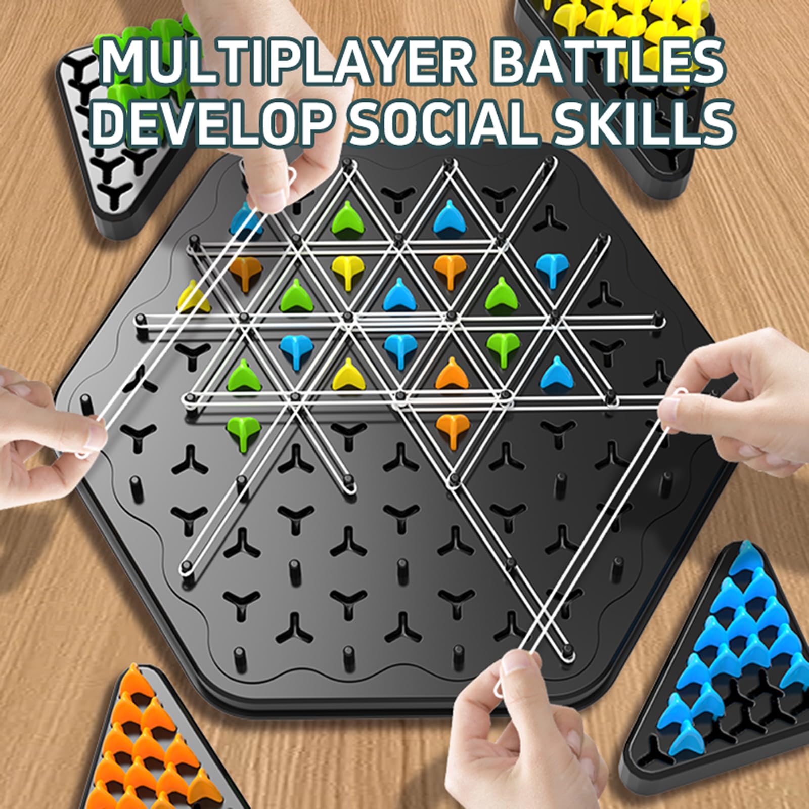 Triggler Juego De Mesa De Gomas Y Triángulos – Ajedrez Triangular De Estrategia Con Clavijas, Para 2 Jugadores, Ideal Para Niños Y Adultos En Fiestas Familiares