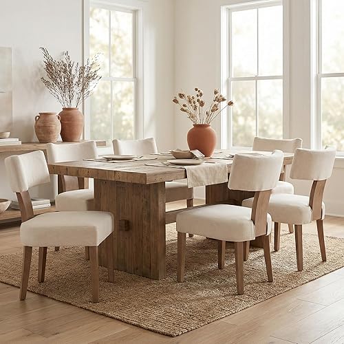 Miniatura 19 de Wahson Juego de 2 sillas de comedor estilo granja, sillas de cocina modernas de mediados de siglo tapizadas en carbón con patas de madera negra,