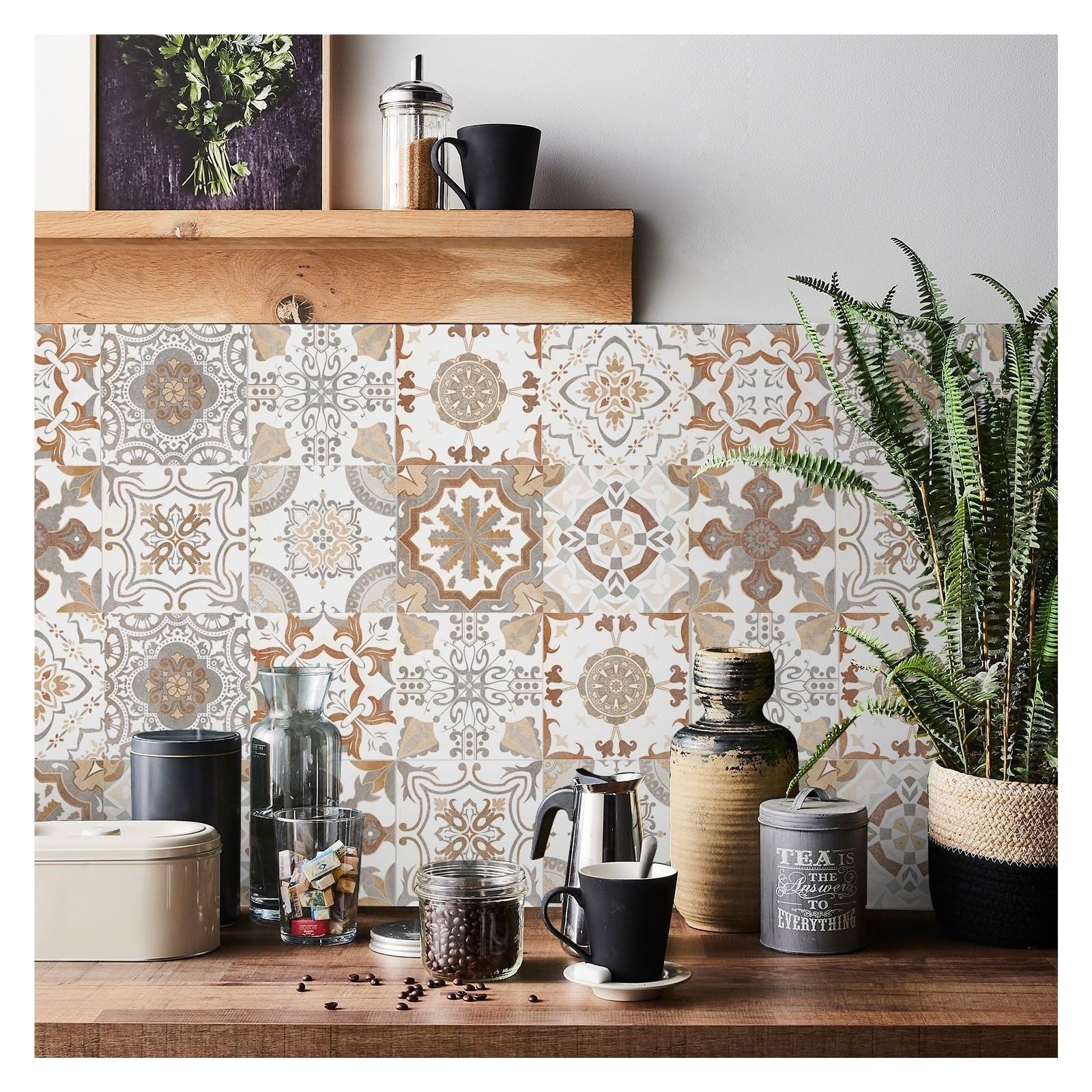 Pegatinas de azulejos autoadhesivas decoración de pared de cocina impermeable a prueba de aceite Retro amarillo claro 24 Uds película mate(L=20 * 20 * 24PCS)