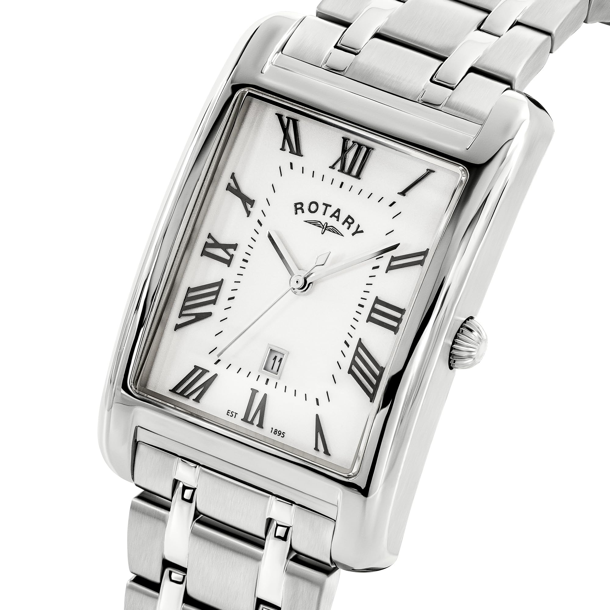 Rotary Heritage Astoria - Reloj rectangular de acero inoxidable para hombre