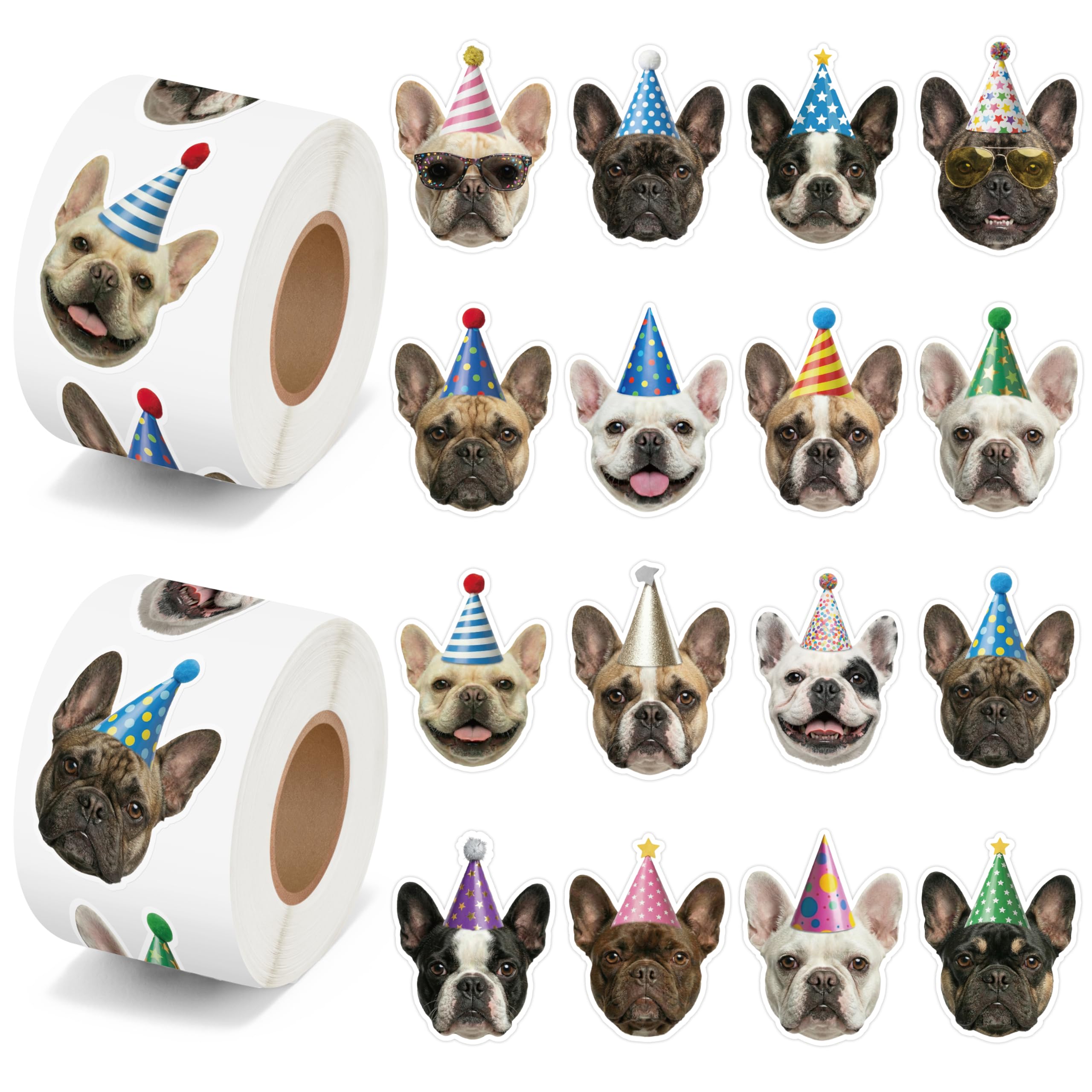 2 Roll Realistic French Bulldog Waterproof Vinyl Sticker for Laptop